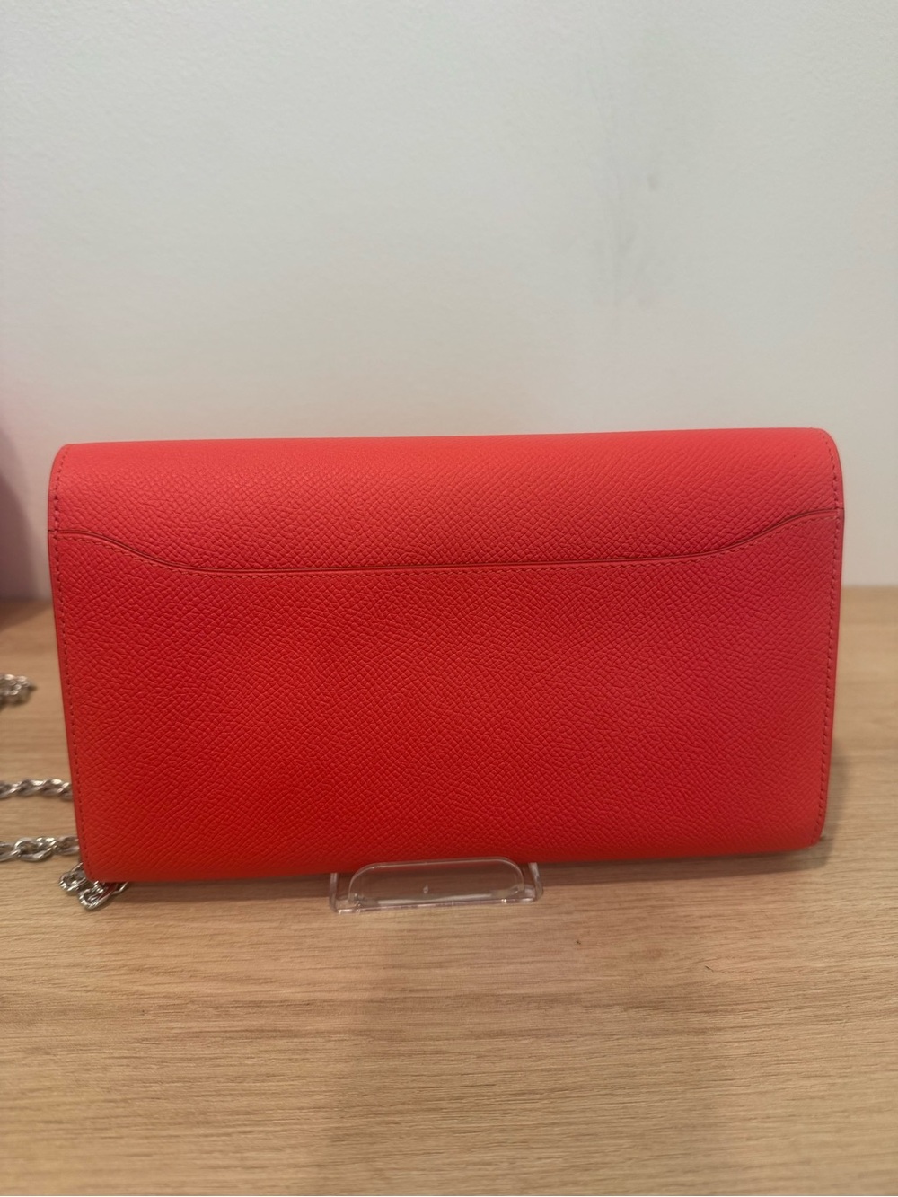 Hermes coral red constance Wallet with unbranded silver Chain— brand new - Picture 4 of 5